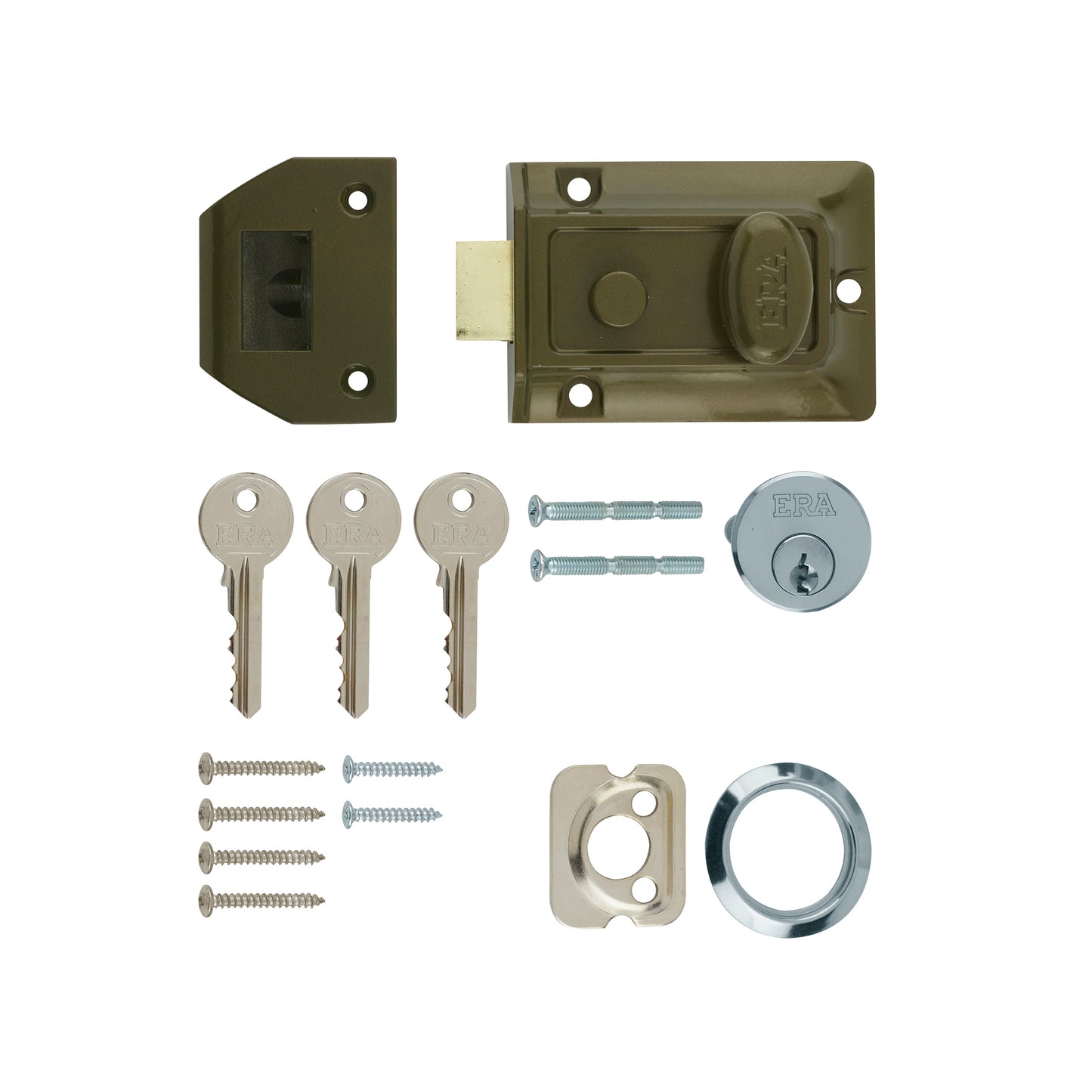 Era Traditional Door Lock 60mm Finish: Green Body - Brass Cylinder