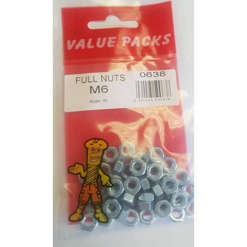 Fast Pak M6 HEX NUTS ZINC