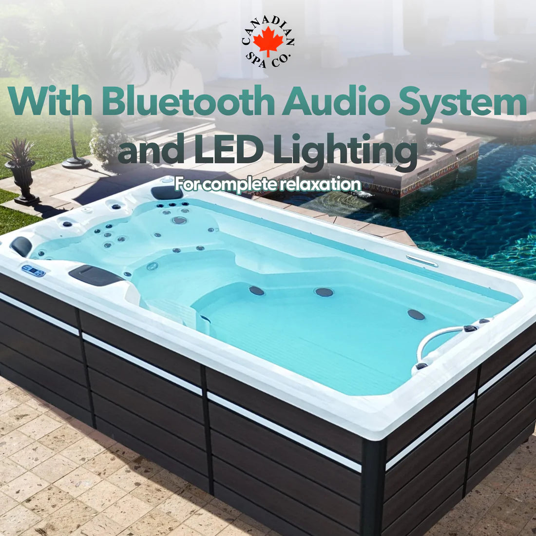 Canadian Spa 2025 13ft Swim Spa 15HP-Jet, 3-Person - St Lawrence Sport 390 x 226 x H120 cm