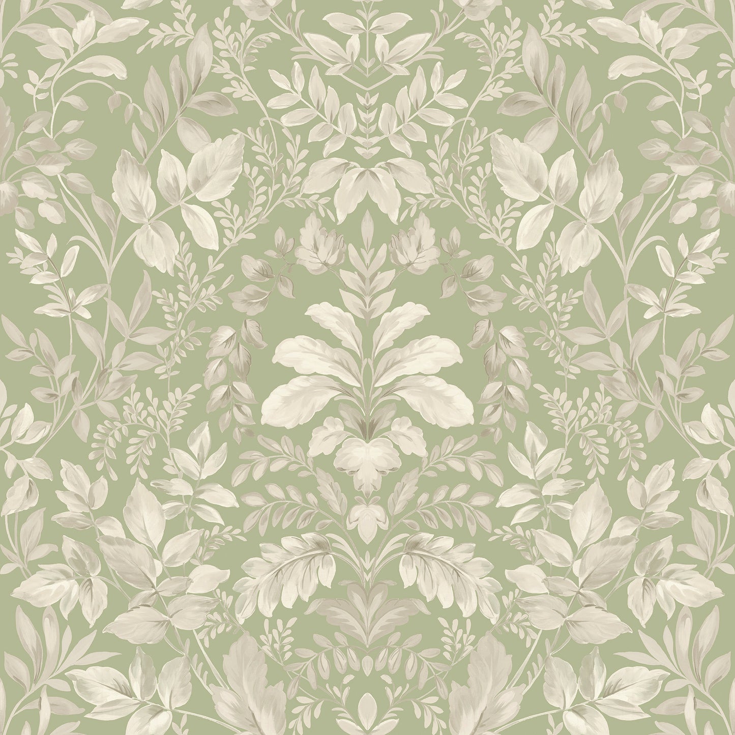Holden Floral Leaf Damask Sage Wallpaper (13671)