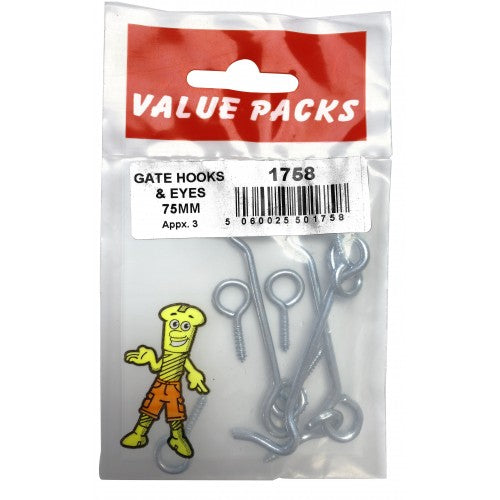 Fast Pak GATE HOOKS & EYES 75mm