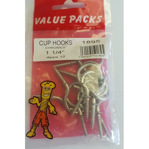 Fast Pak 1 1/4'' ( 30mm ) CUP HOOKS CHROMED
