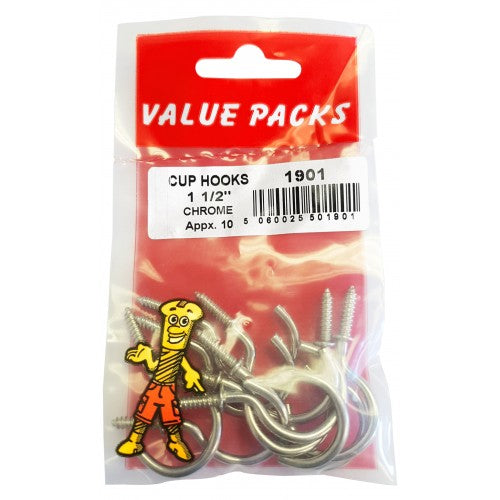 Fast Pak 1 1/2'' ( 40mm ) CUP HOOKS CHROMED