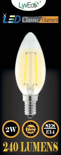 Lyveco SES Clear LED 2Filament 240Lumens Candle 2700K