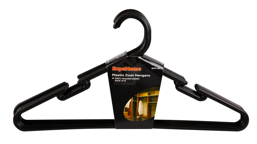 SupaHome Plastic Coat Hangers Black