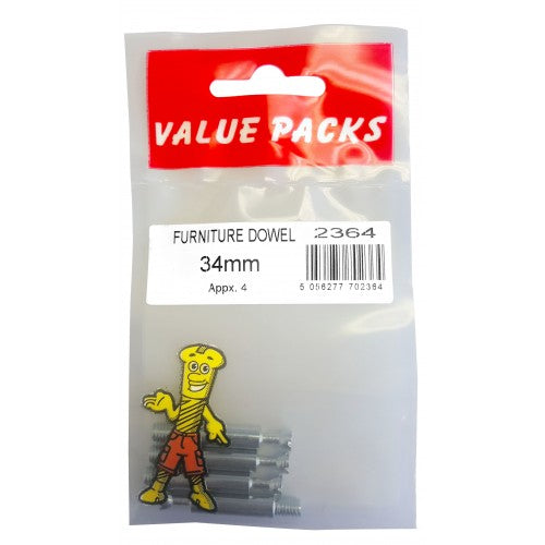 Fast Pak M6 X 34mm METAL DOWEL FOR CAM LOCKS