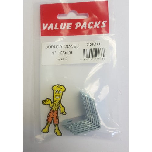Fast Pak 1'' 25mm CORNER BRACKETS ZINC