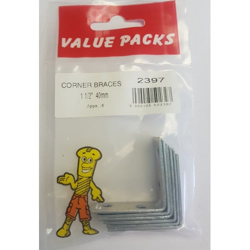 Fast Pak 1 1/2'' 40mm CORNER BRACKETS ZINC