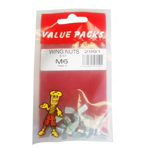 Fast Pak M6 WING NUTS ZINC