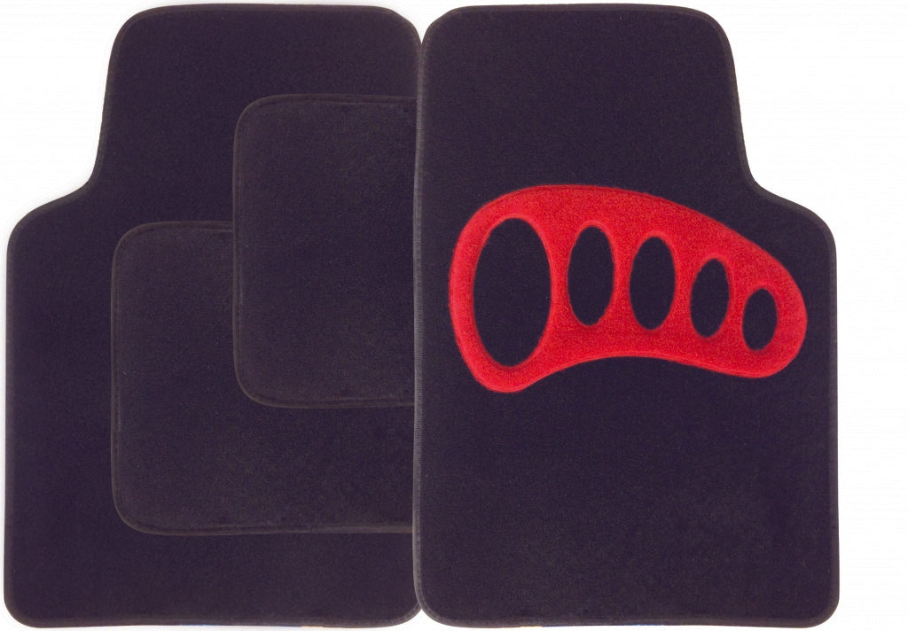 Streetwize Carpet Mat Set 4 Piece Black with Red Heel Pad