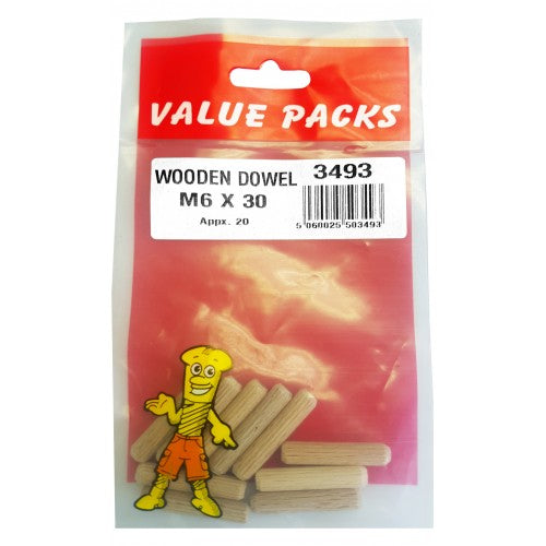 Fast Pak M6 x 30 WOODEN DOWEL