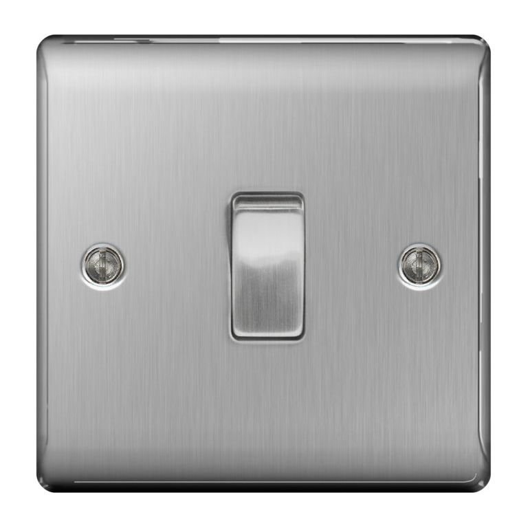 BG Brushed Steel 10ax Plate Switch 2 Way
