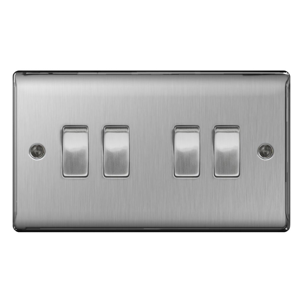 BG Brushed Steel 10ax Plate Switch 2 Way