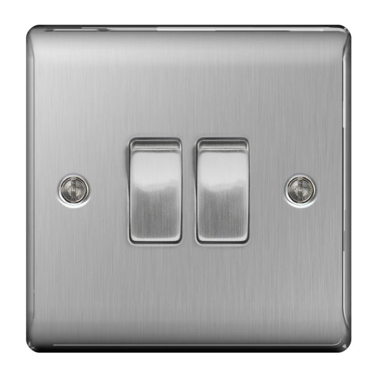 BG Brushed Steel 10ax Plate Switch 2 Way