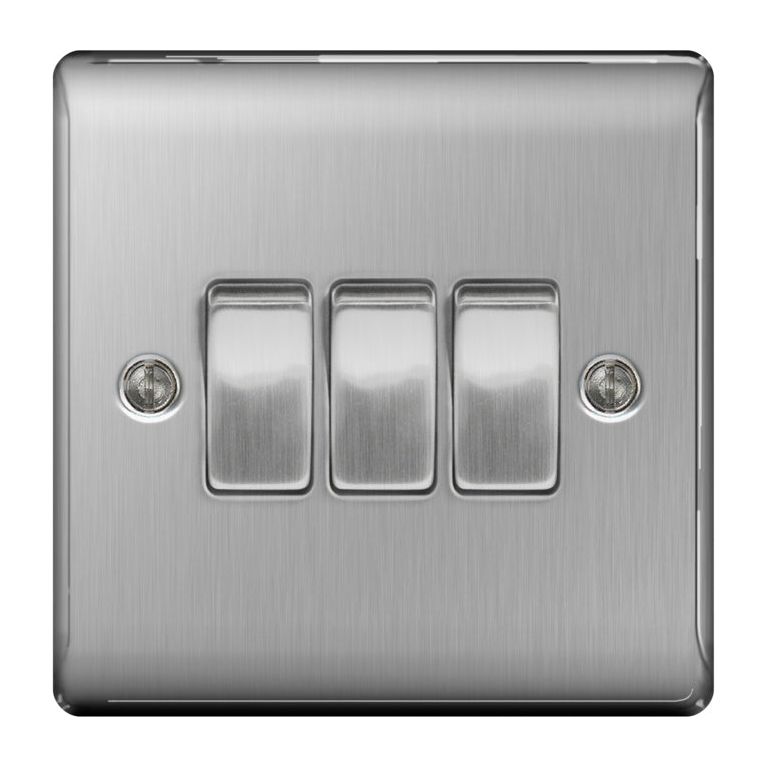 BG Brushed Steel 10ax Plate Switch 2 Way