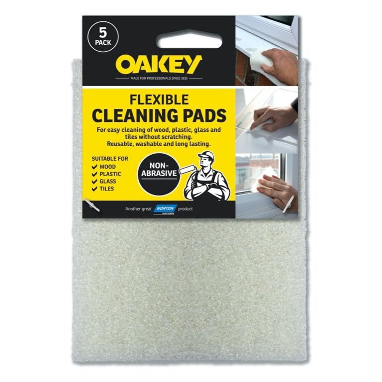Oakey Hand Abrasive Cleaning Pad White Pack 5