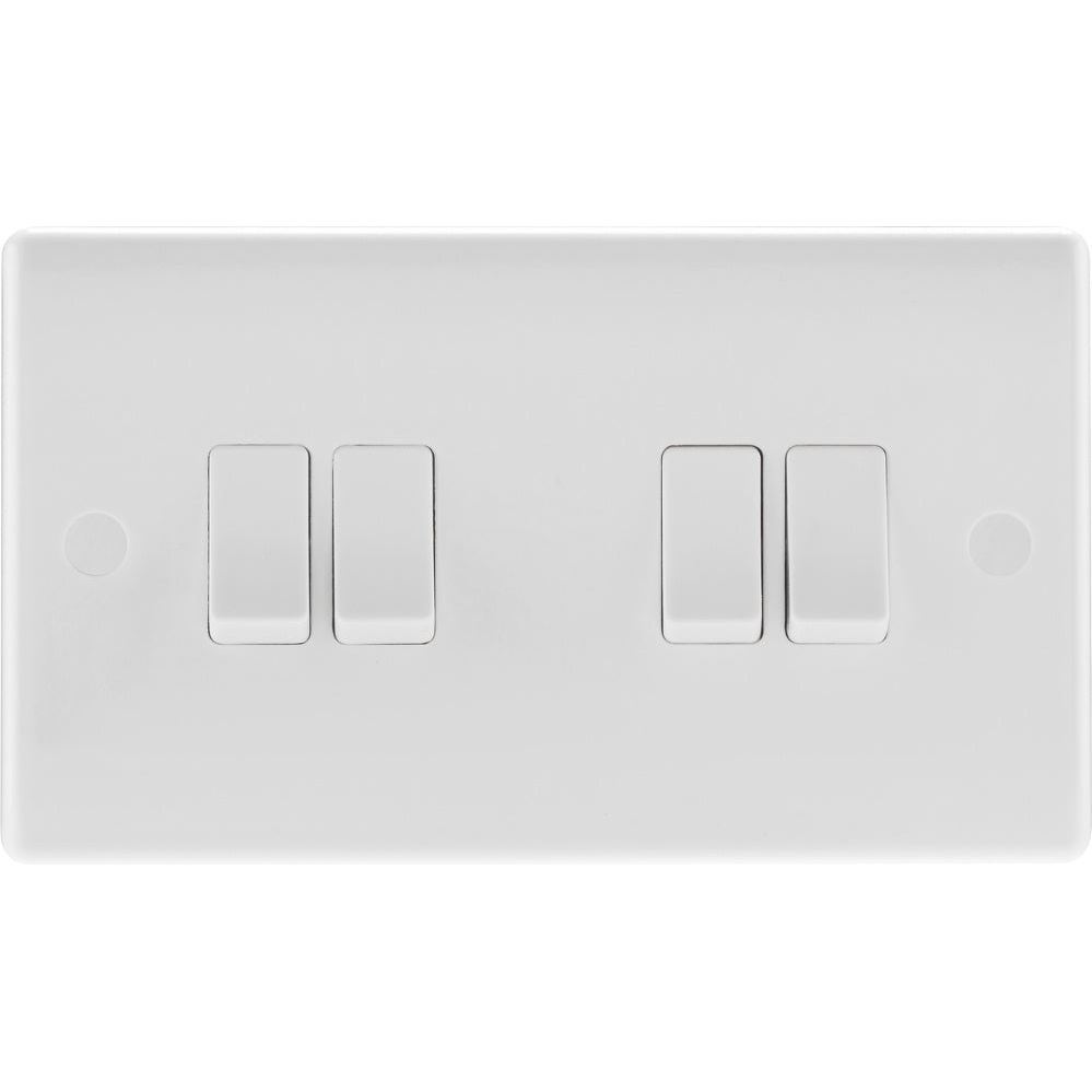 BG 2 Way White Round Edge Switch