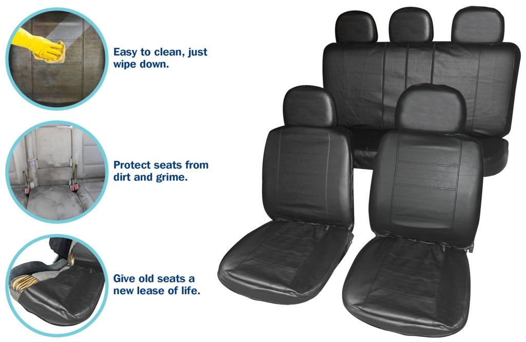 Streetwize Leather Look Headrest Covers Black