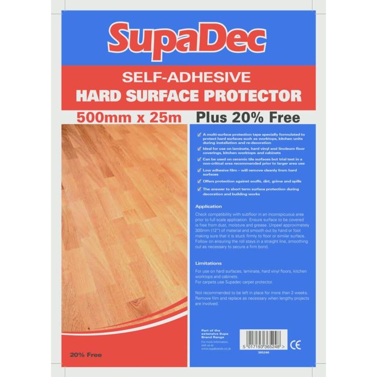 SupaDec Hard Floor Protector Film Plus 20% Extra (500mm x 25m)