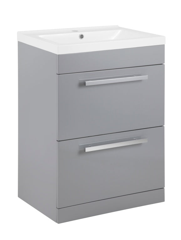 SP Avalon 2 Drawer Grey Basin Unit 600mm