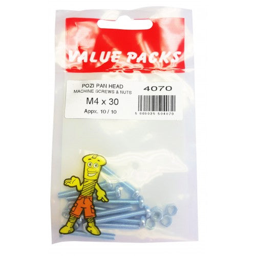 TORNILLOS Y TUERCAS PARA MÁQUINA POZI M4 X 30 Fast Pak