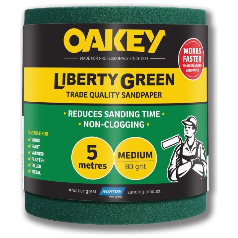 Oakey Liberty Green Sanding Roll 5m