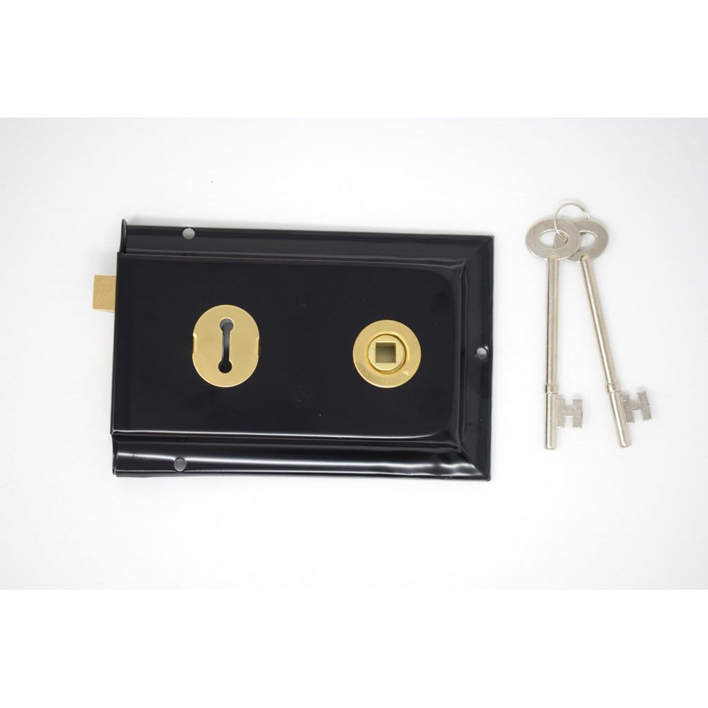 Yale Essentials Rim Deadlock Black 2 Lever