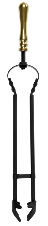 Hearth & Home Black Companion Set With Round Base / Brass Handles 5 Piece 19"