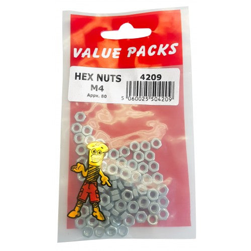 Fast Pak M4 HEX NUTS ZINC