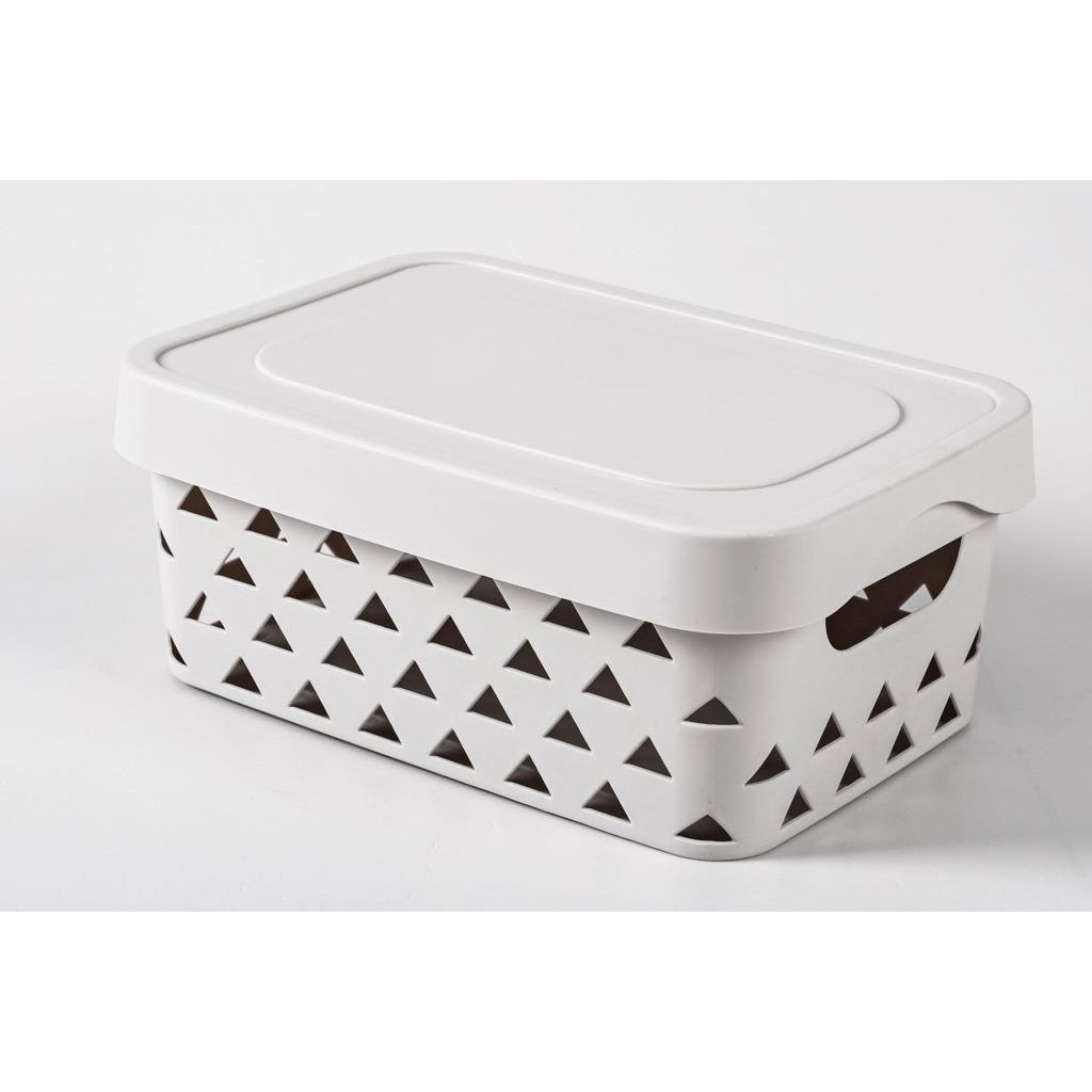 Boîte de rangement pyramides Blue Canyon avec couvercle gris clair