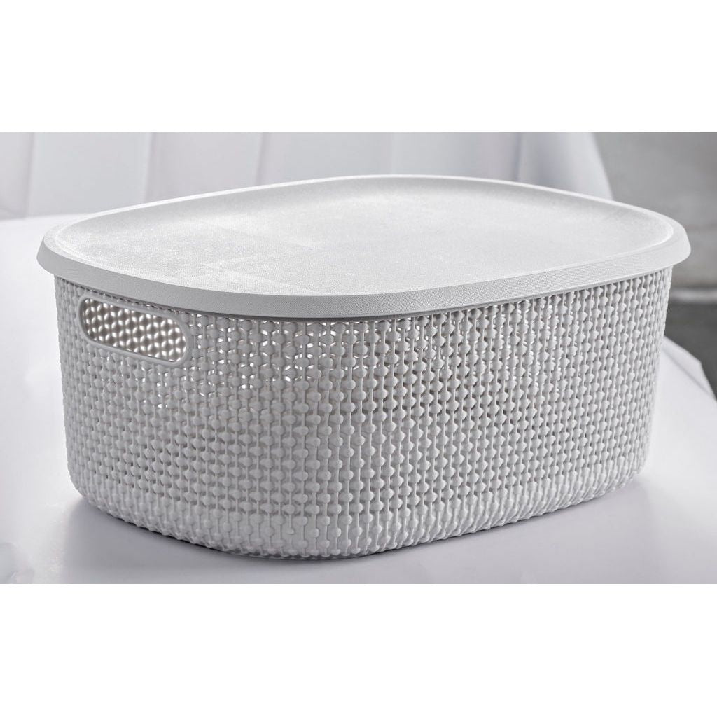 Boîte de rangement moyenne Blue Canyon avec couvercle gris clair