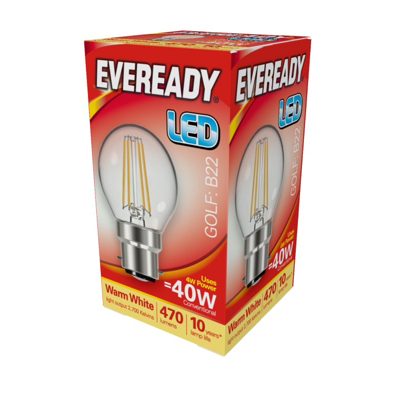 Eveready LED Filamento Golf 470LM B22 BC 4W 27000K