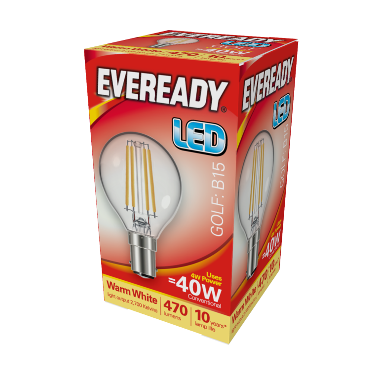Eveready LED Filamento Golf 470LM B15 SBC 4W 27000K