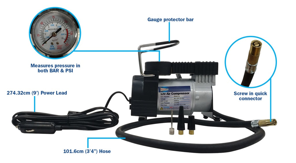 Streetwize Metal Air Compressor Tornado 12v
