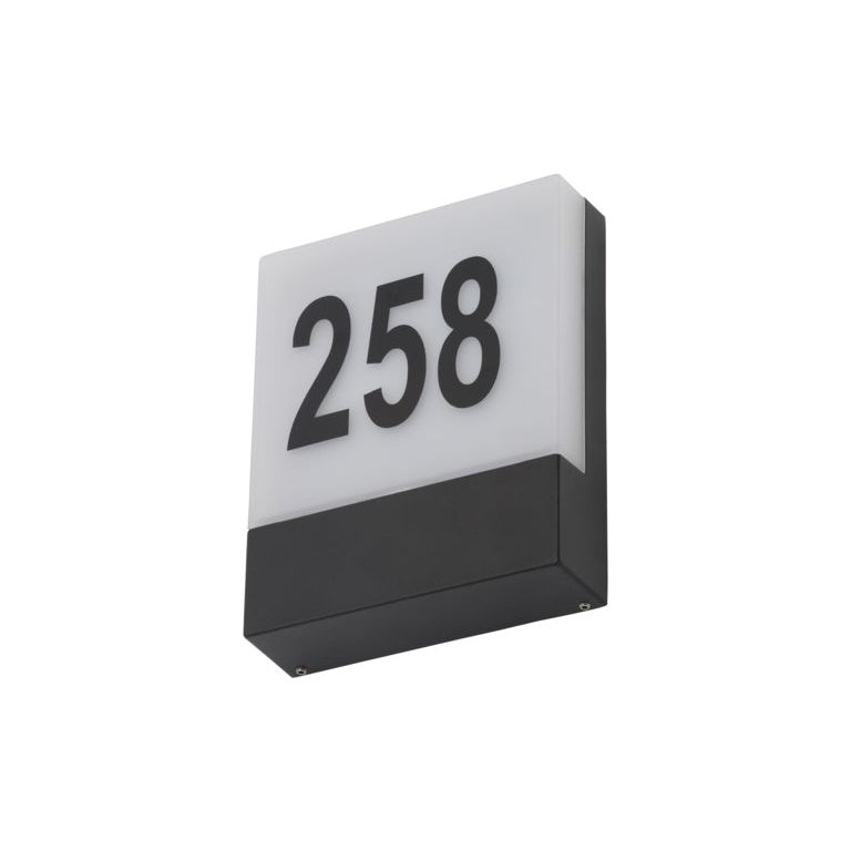 Zinc Iota LED Door Number Light Black 6w