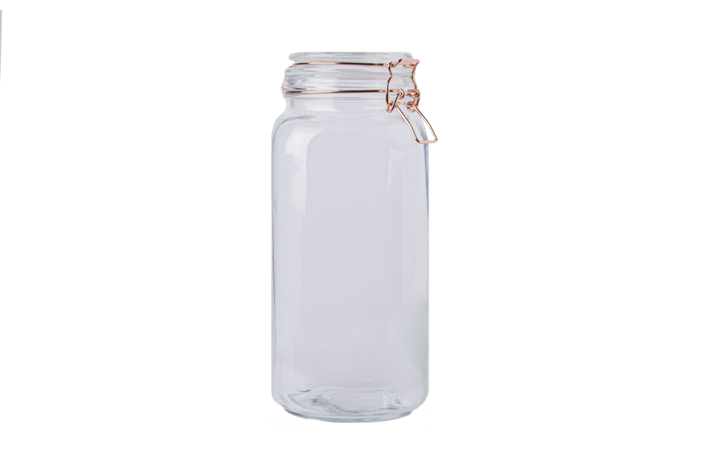 Tarro de vidrio con tapa de clip de cobre Sabichi