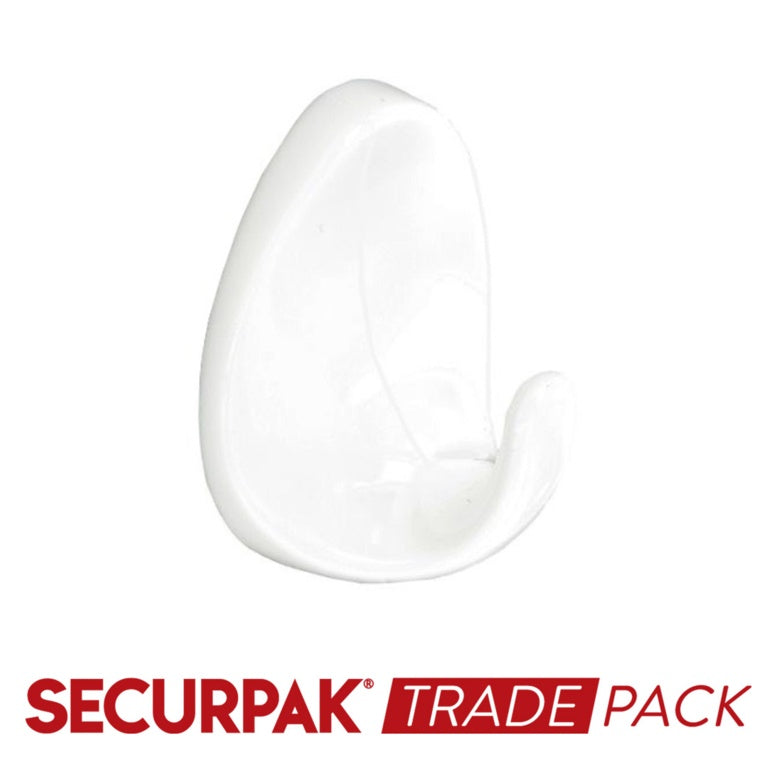 Securpak Oval Self Adhesive Hook White M 10 Pack