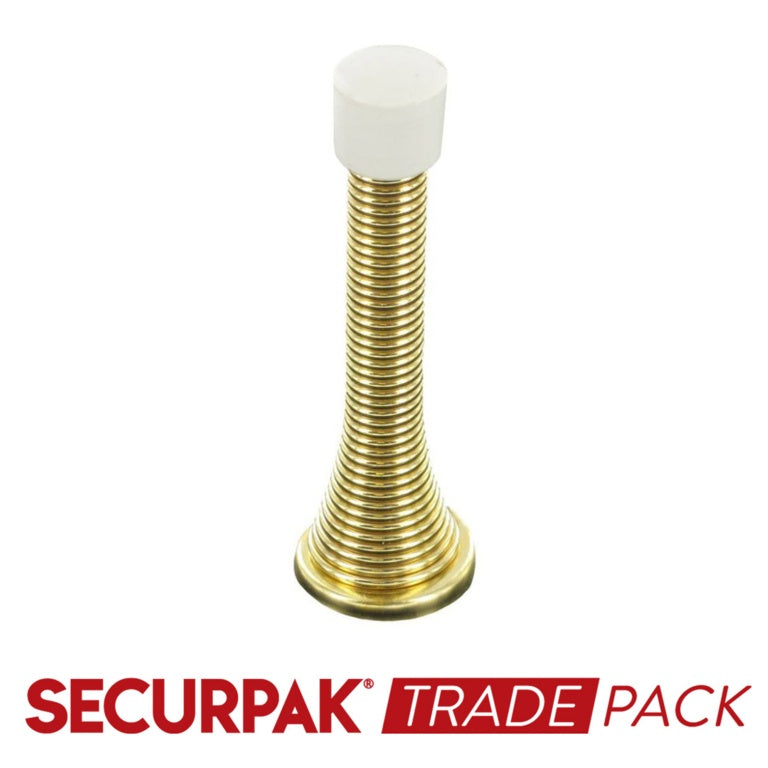 Securpak Spring Door Stop Brass Plated 75mm 10 Pack