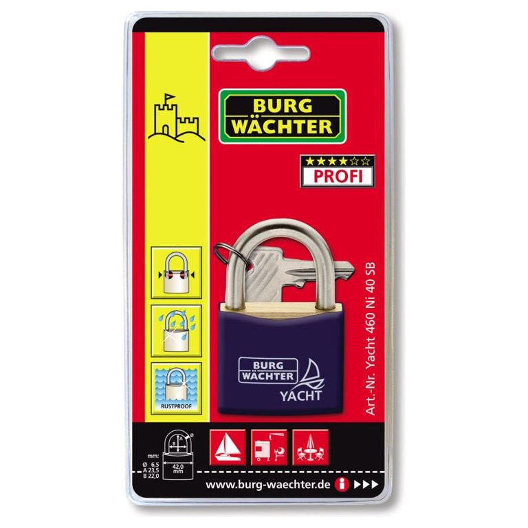 Burg-Wächter Stainless Steel Shackle Yacht Padlock