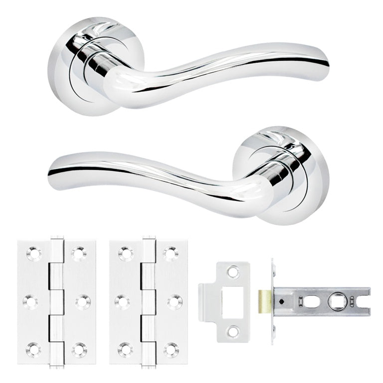 Smiths Architectural Capri Lever On Rose Latch Pack CP 52mm rose dia.