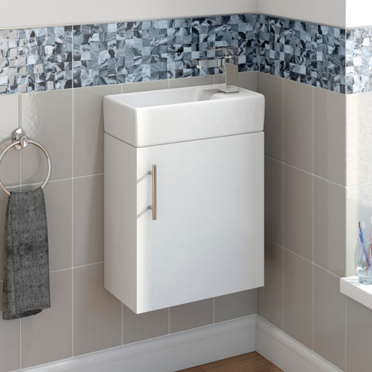 SP Rydal Wall Hung Mini Cabinet & Basin White
