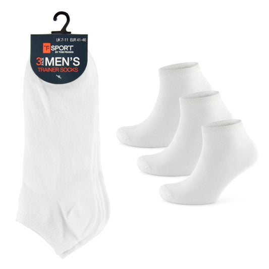 RJM Mens White Trainer Socks