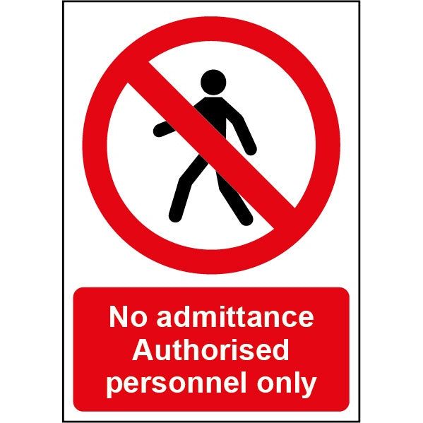 Smiths Architectural No Admittance Sign 148mmx210mm