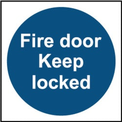 Smiths Architectural Fire Door Keep Locked Sign 100x100mm
