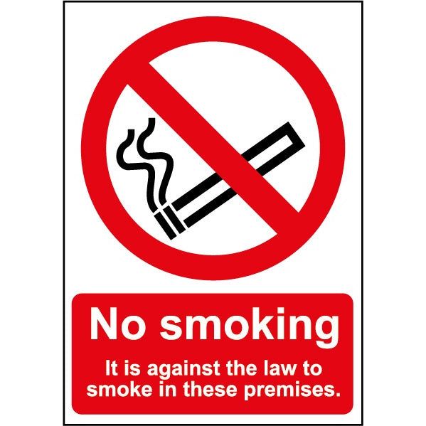 Smiths Architectural Against Law Smoking Sign 148mmx210mm