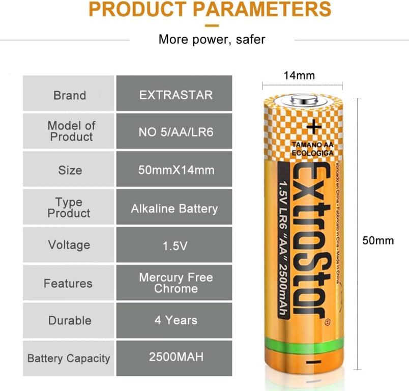 Extrastar Special Duration Zinc Batteries 1.5v Aa Pack 4