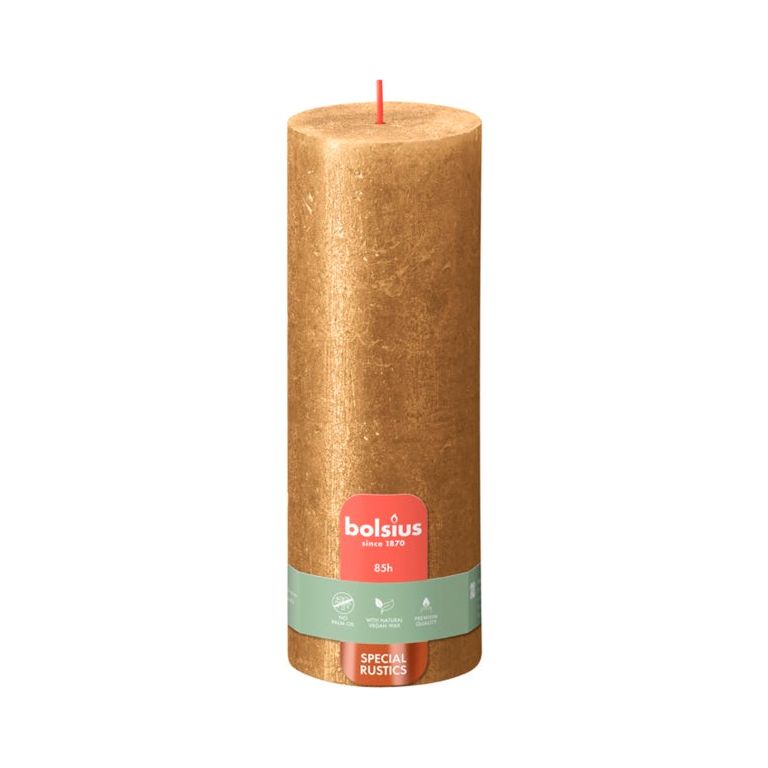 Bolsius Rustic Pillar Candle Shimmer Gold