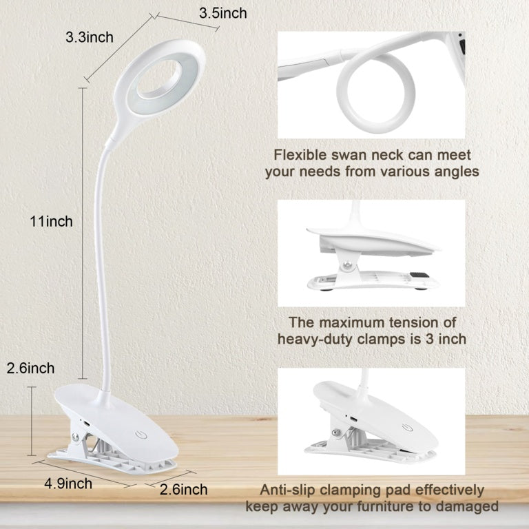 Extrastar Clip On Dimmable Desk Lamp With USB