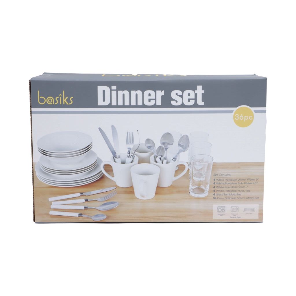 Basiks White Porcelain Dinner Set