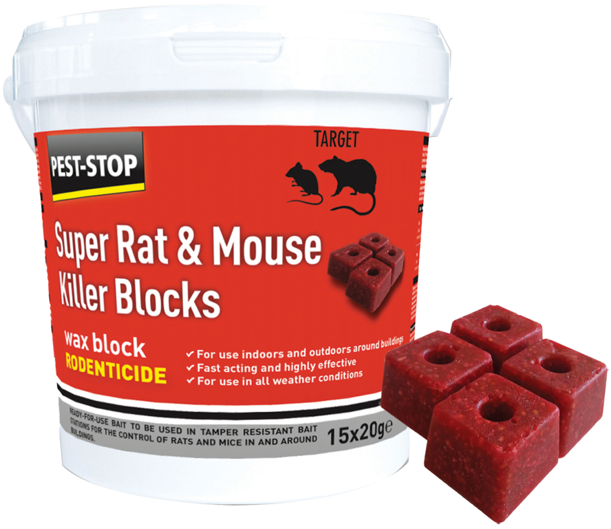 Pest-Stop Super Rat Mouse Killer Wax Block 15 x 20g